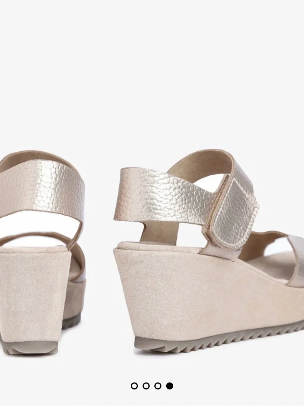 NWOT Pedro Garcia Fama White Gold  EU 36.5 Leather Wedge Sandal (RETAIL $595)
